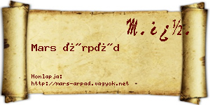Mars Árpád névjegykártya